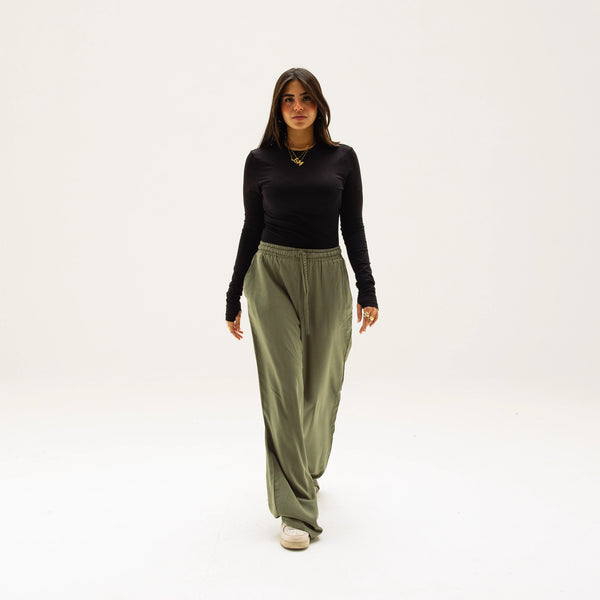 Linen Pants-Moss Green