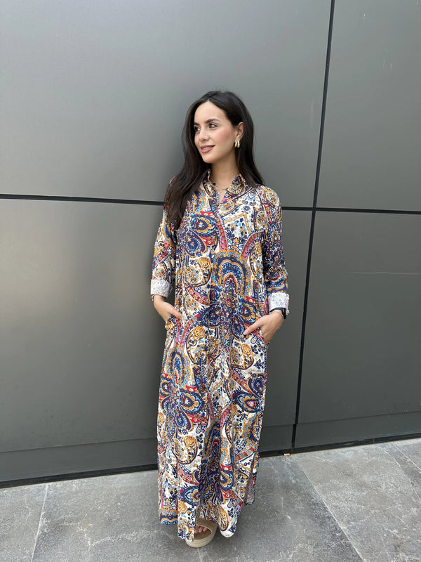 Long Shirt Linen-Boho Luxe Paisley