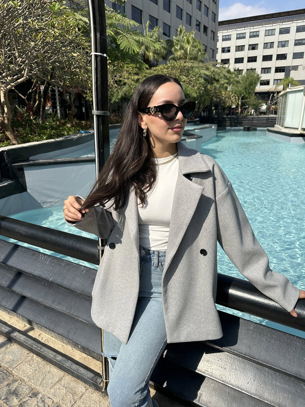 Wool Oversized Coat-Grey