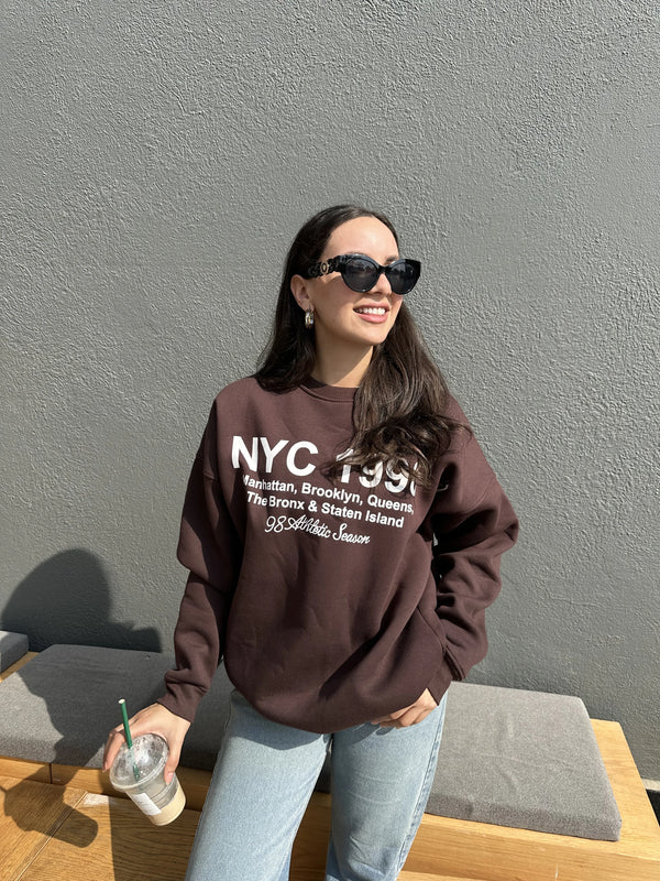 Oversized Sweatshirt-Dark Brown