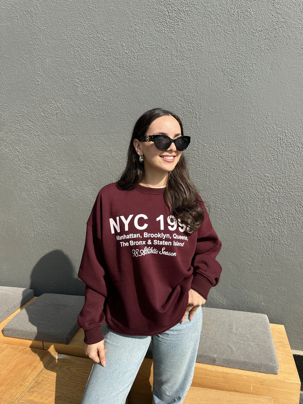 Oversized Sweatshirt-Burgundy