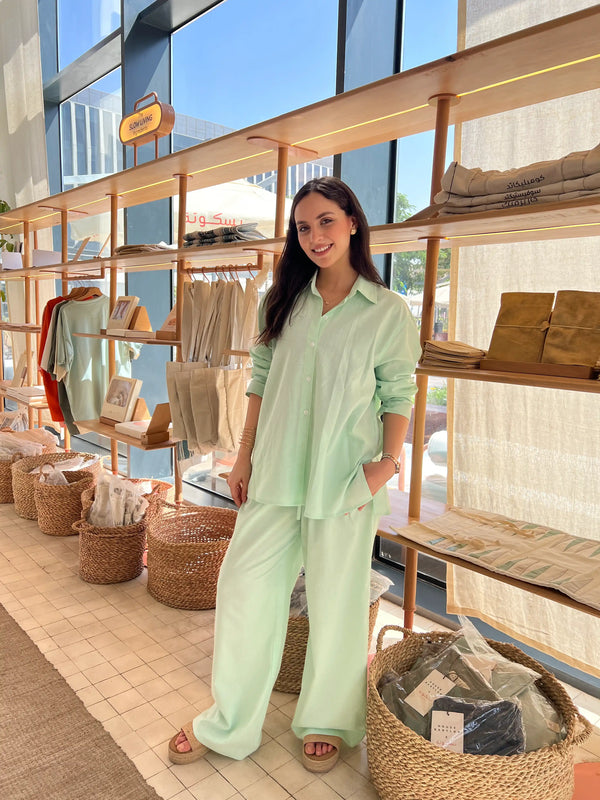 Pure Linen Set-Mint green