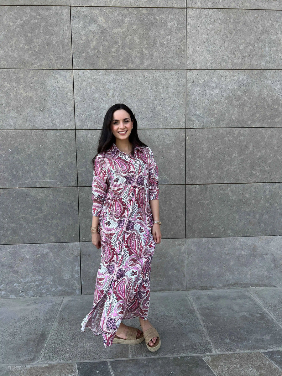 Long Shirt Linen  - Paisley Print