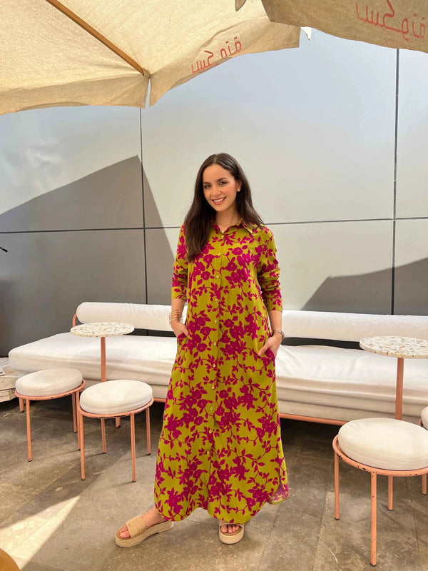 Long shirt cotton-Bold Blossom