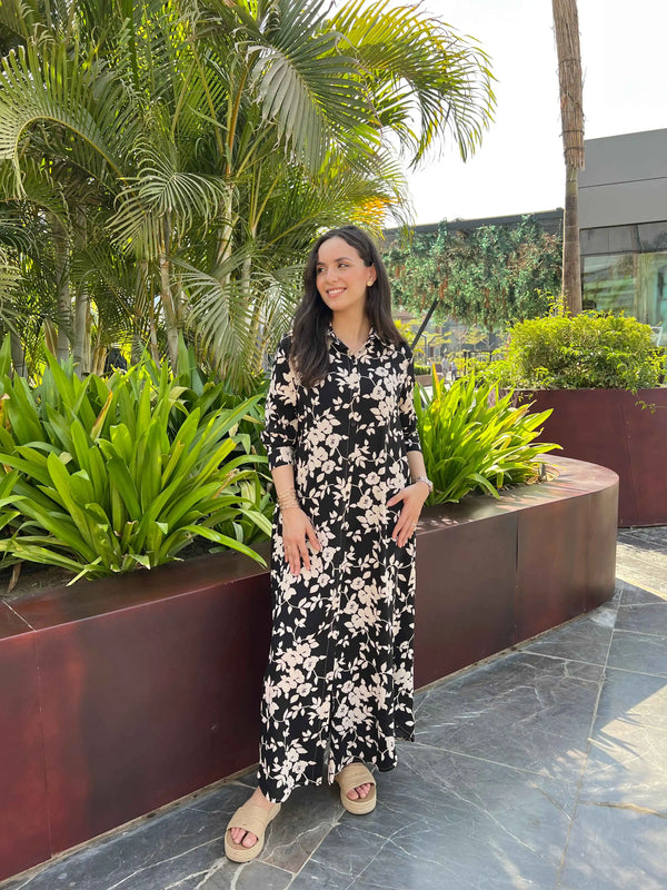 Long shirt cotton-Noir Blossom
