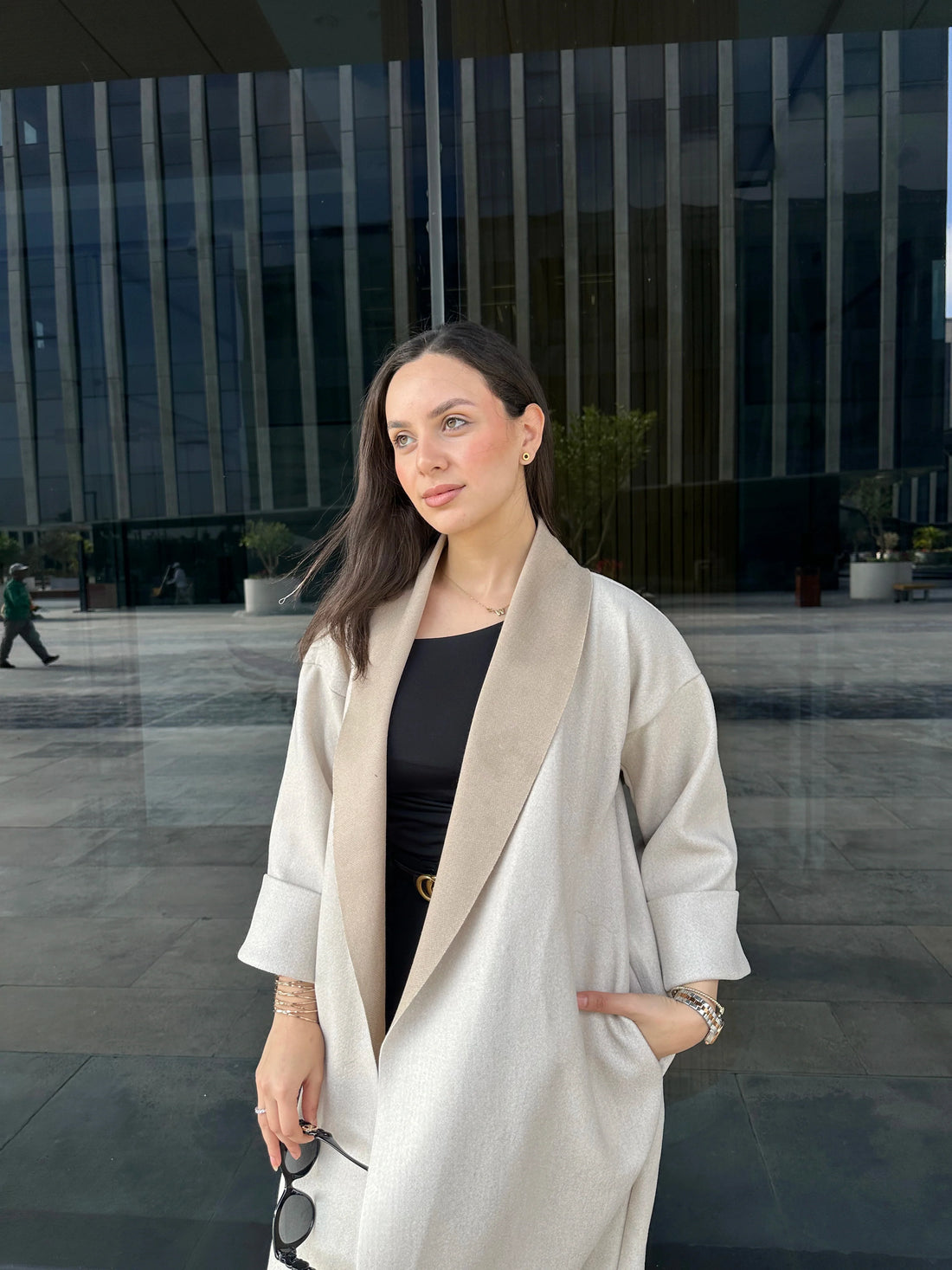 Wool Oversized Cardigan Beige