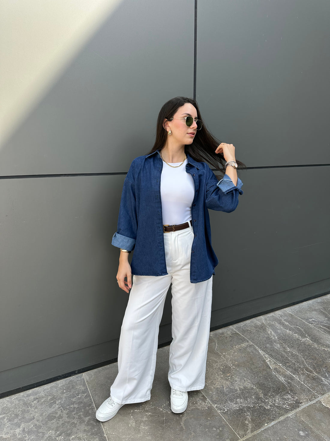 Oversized Denim Shirt Dark