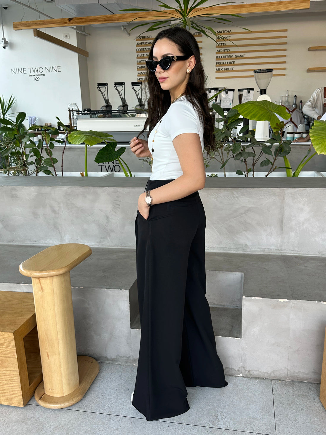 Wide-leg Pants - Black