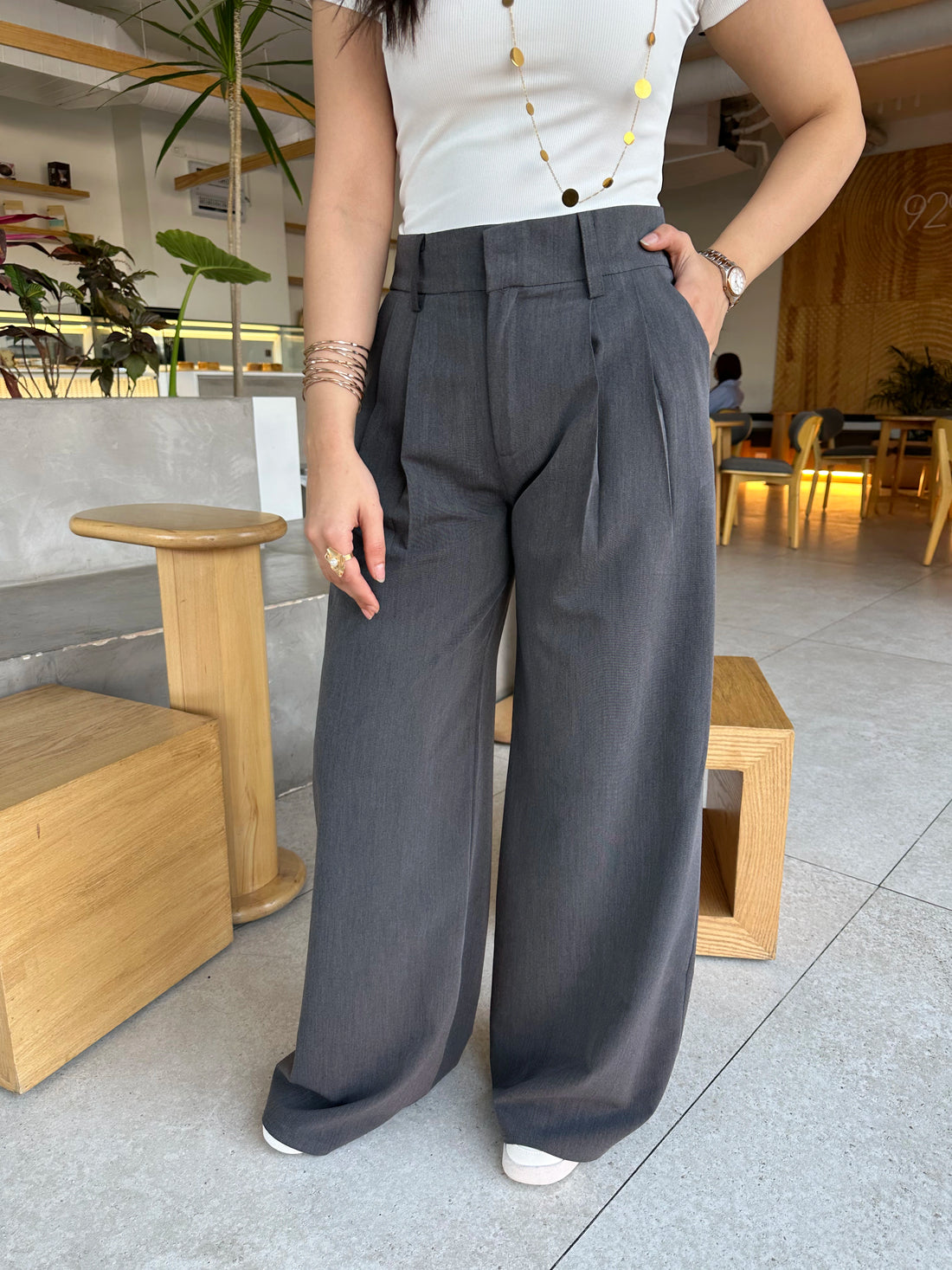 Wide-leg Pants - Gray