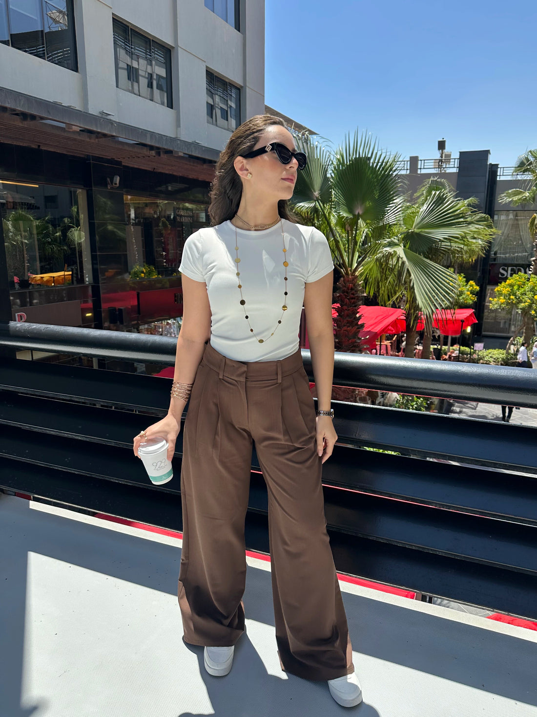 Wide-leg Pants - Brown