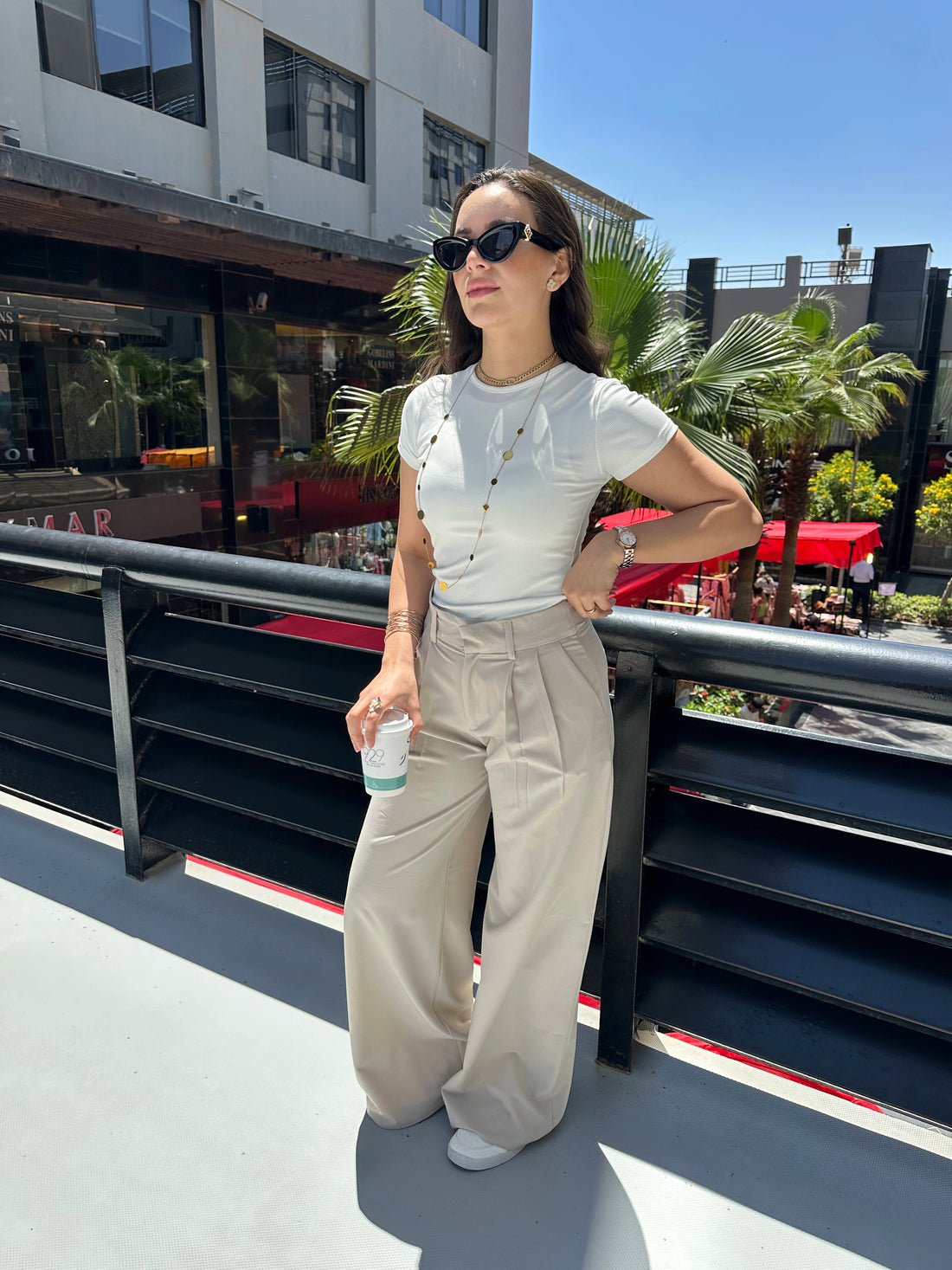 Wide-leg Pants - Beige