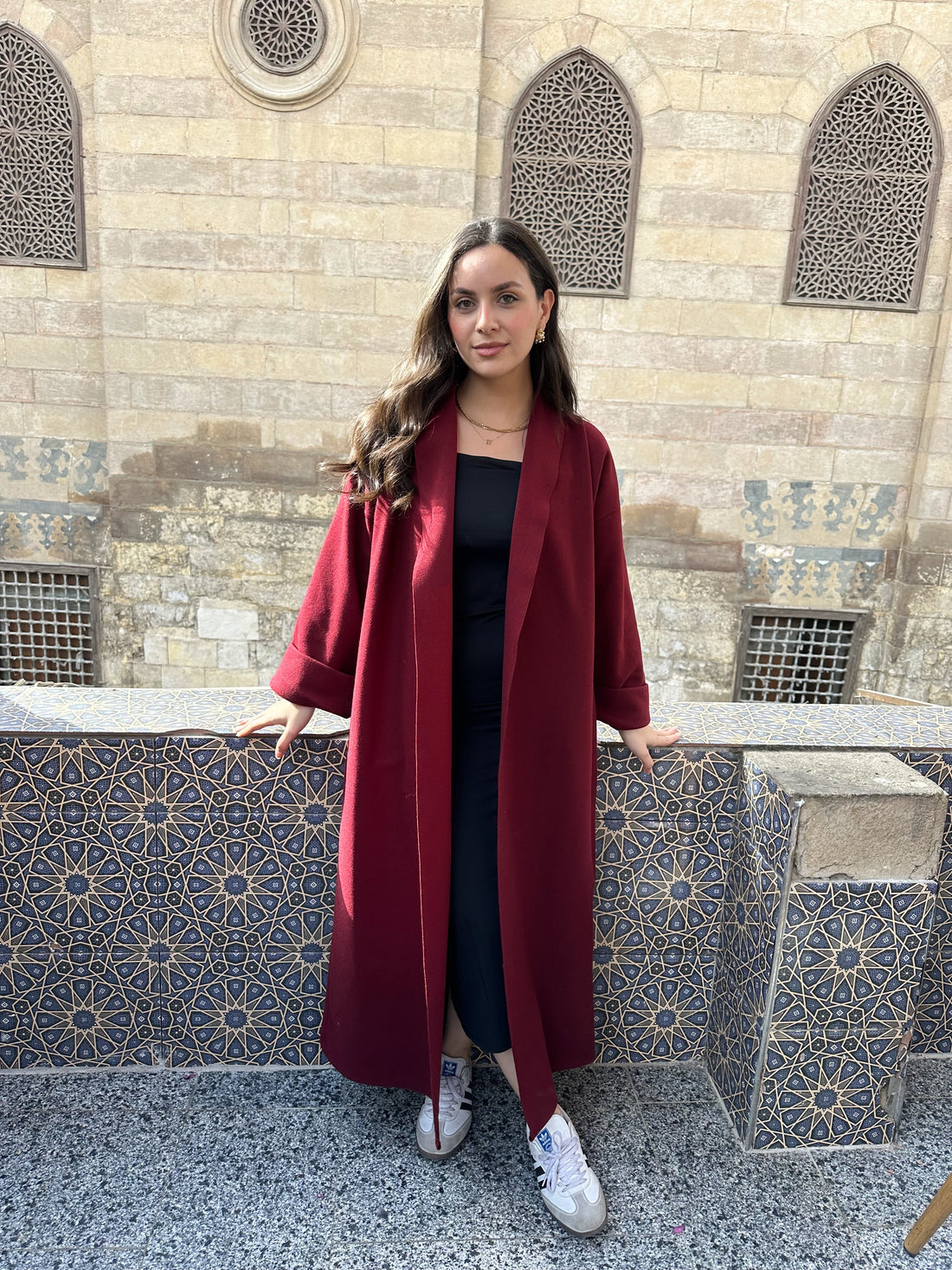 Wool Oversized Cardigan Burgundy