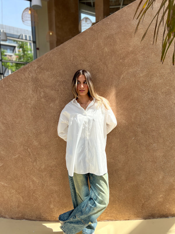 Cotton Poplin Shirt- OffWhite