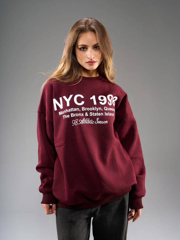 Oversized Sweatshirt-Burgundy