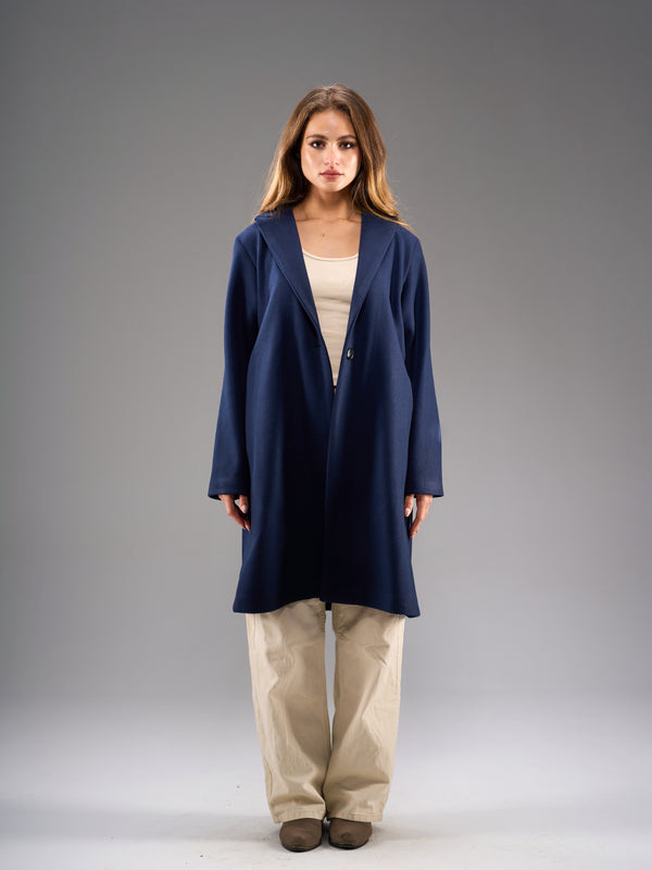 Felt Coat-Navy